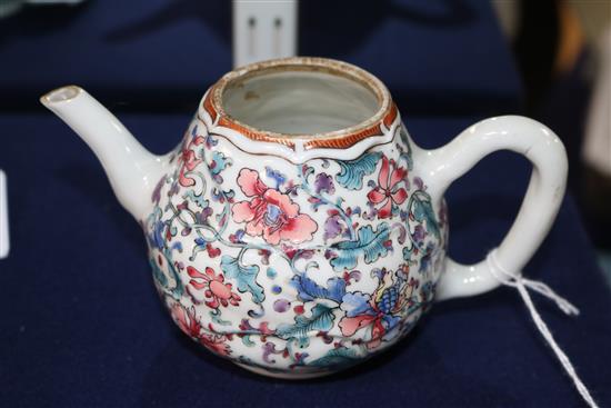 A Chinese Export famille rose teapot and cover, 18th century